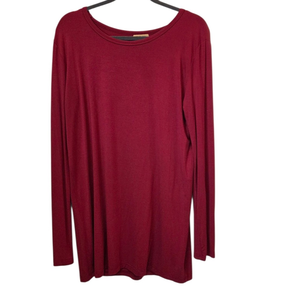 Piko 1988 Burgundy‎ Long Sleeve Tunic Top Bamboo Soft Comfortable Medium
